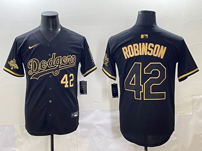 Men 2025 Los Angeles Dodgers #42 Robinson Black Gold Five generations Nike MLB Jersey style 2->los angeles dodgers->MLB Jersey